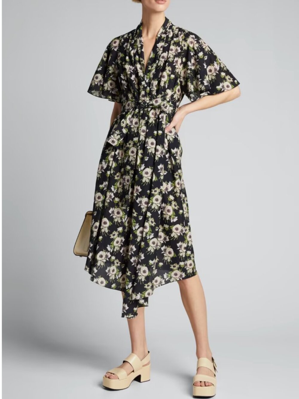 Adam Lippes Floral Print Cotton-Silk Asymmetric Dress ($1290) sz 2